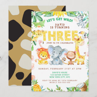 3. Geburtstag Safari Tiere Jungle Themenpark Drei Einladung