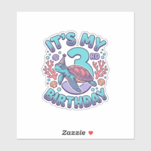 3. Geburtstag Schildkröte Vintage Gravur Design_1 Aufkleber