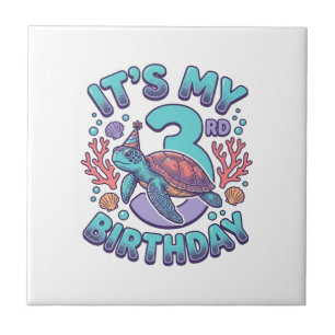 3. Geburtstag Schildkröte Vintage Gravur Design_1 Fliese