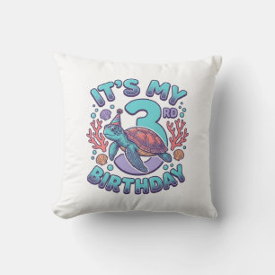 3. Geburtstag Schildkröte Vintage Gravur Design_1 Kissen