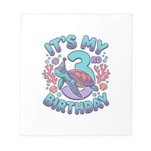 3. Geburtstag Schildkröte Vintage Gravur Design_1 Notizblock