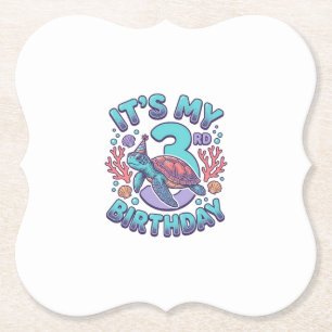 3. Geburtstag Schildkröte Vintage Gravur Design_1 Untersetzer