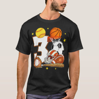 3. Geburtstag Sport Geburtstag Thema 3 Jahre alt T-Shirt