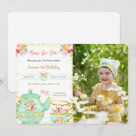 3. Geburtstag Tea Party Foto Einladung