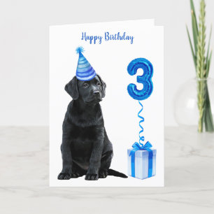 3. Geburtstag Welpenthema - Niedlicher Hund Blue B Karte
