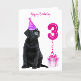 3. Geburtstag Welpenthema - Niedlicher Hund Pink G Karte