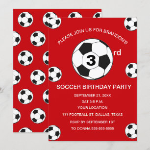 3. Geburtstags-Party Fußball Rote Boys Sports Einladung