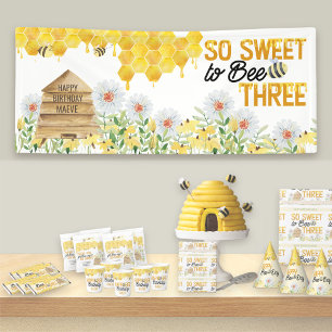 3. Geburtstags-Party "Sweet to Bee Three Bee" Banner