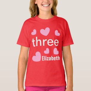 3. Geburtstags-rosa Herzen für Mädchen V005 T-Shirt