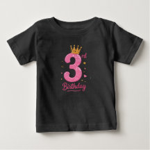 3. Geburtstags-T-Shirt für Kleinkinder Rosa Glitte