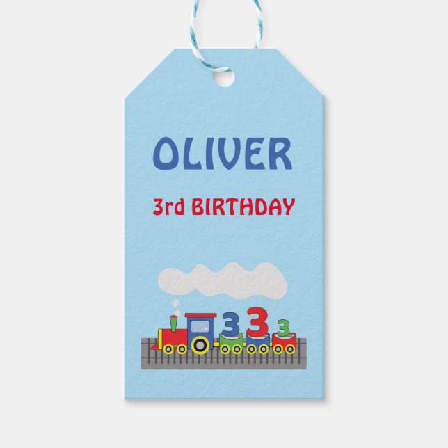 3. Geburtstagsbahn Personalisischer Name Geschenkanhänger (Vorderseite)