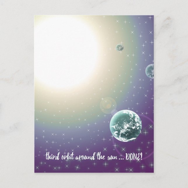 3. Geburtstagsbahn um die Sonne Postkarte (Vorderseite)