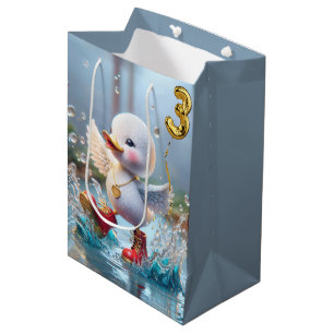 3. Geburtstagsduck tanzen in Regenmantel Mittlere Geschenktüte