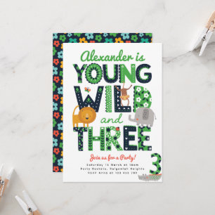 3. Geburtstagseinladung, Young Wild Three, Safari  Einladung