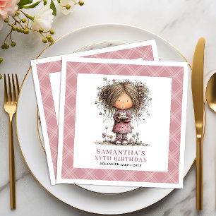3. Geburtstagsfeier Mädchen Whimsical Lustig Rosa Serviette