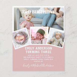 3. Geburtstagsfoto Collage Invite Boy Girl Mixed Flyer