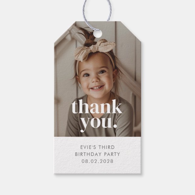 3. Geburtstagsfoto-Geschenk-Dankeschön-Tags Geschenkanhänger (Vorderseite)