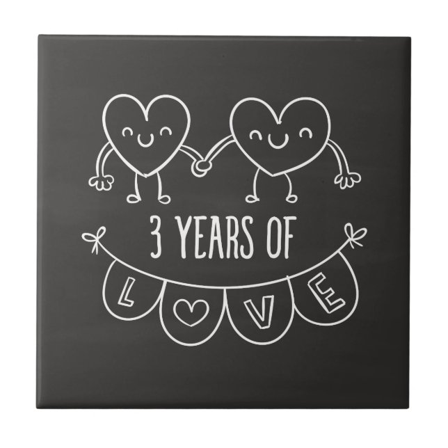 3. Geburtstagsgeschenk Chalk Herz Fliese (Vorderseite)
