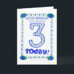 3. Geburtstagskarte für einen kleinen Bruder Karte<br><div class="desc">Eine Geburtstagskarte für einen dreijährigen kleinen Bruder mit einem frischen Blau,  Grün und Weiß-Design aus einer handbemalten Papiercollage von Judy Adamson.</div>