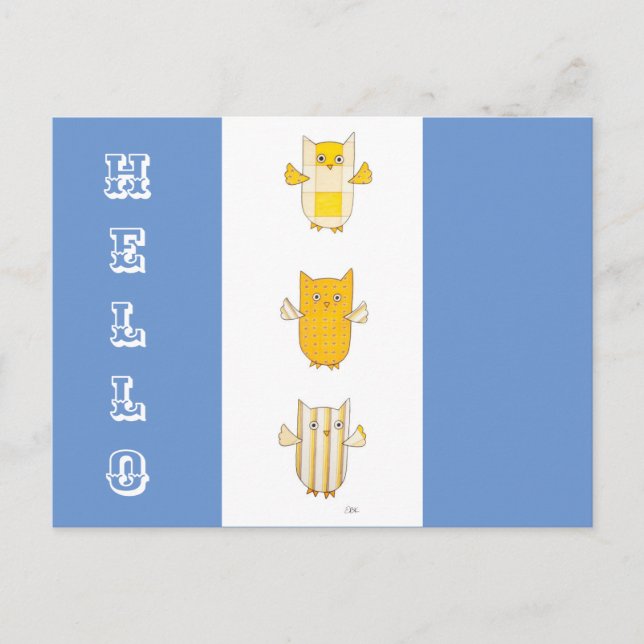 3 Gelbe Eulen Flying Postcard Postkarte (Vorderseite)