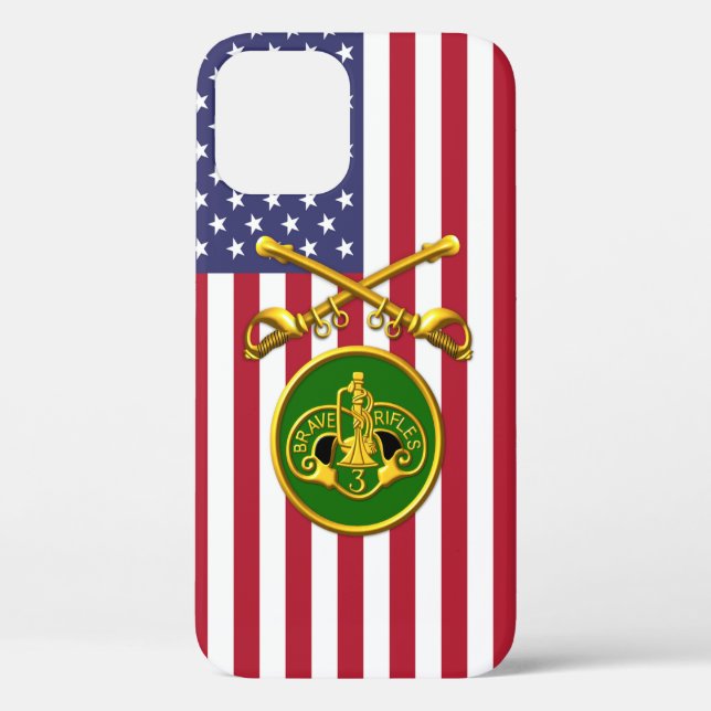 3. Gepanzerte Kavallerie gekreuzte Säbel USA-Flagg Case-Mate iPhone Hülle (Rückseite)