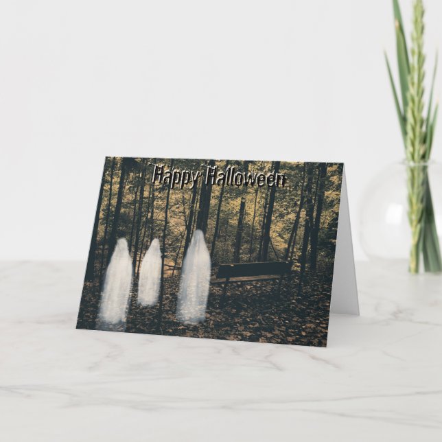 3 Ghost Halloween-Karte mit Vers Karte (Vorderseite)