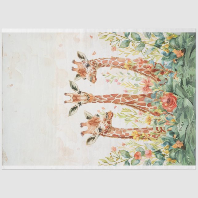 3 Giraffe Decoupage Papier Aquarell (Vorderseite)