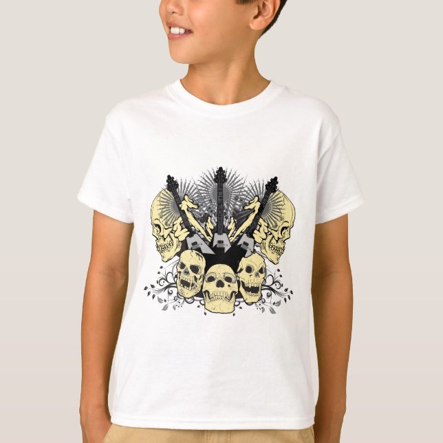 3 Gitarren-Schädel T-Shirt (Vorderseite)