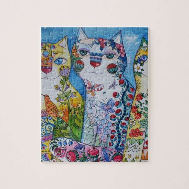 3 glückliche Katzen Puzzle (Vertikal)
