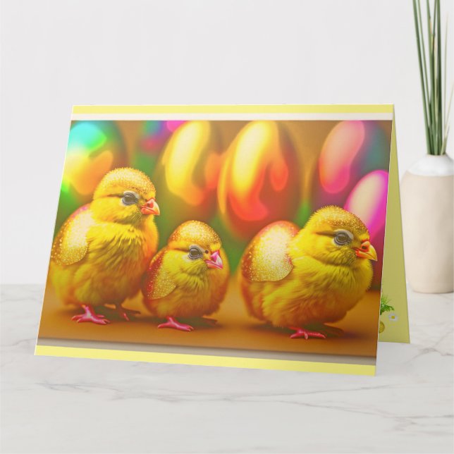 3 Gold Little Osterchicks Collection Karte (Vorderseite)