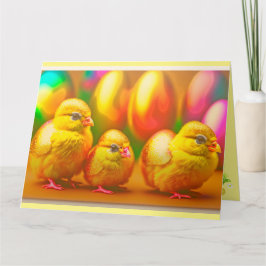 3 Gold Little Osterchicks Collection Karte