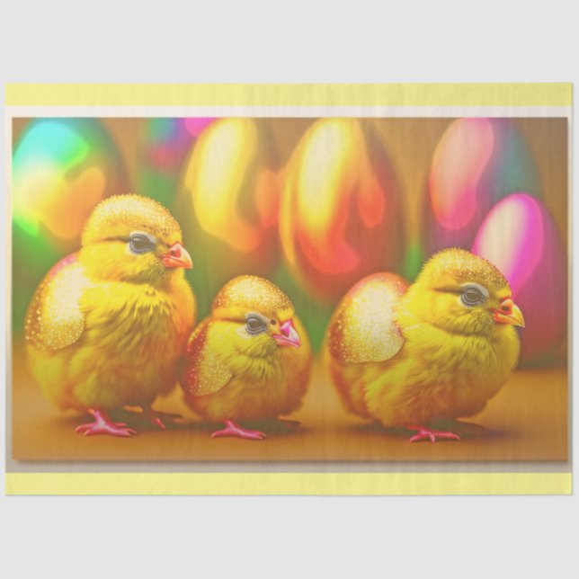 3 Gold Little Osterchicks Collection Seidenpapier (Vorderseite)