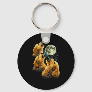 3 Golden Doodle Hunde heulen süß lustig Mond Schlüsselanhänger