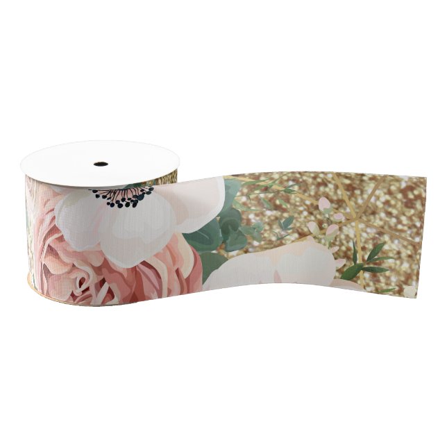 3" Grosgrain-Band-geometrisches Garten-Rosen-Gold Ripsband (Spule)