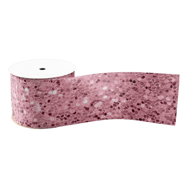3" Grosgrain Ribbon Rose Gold Glitzer Ripsband (Spule)