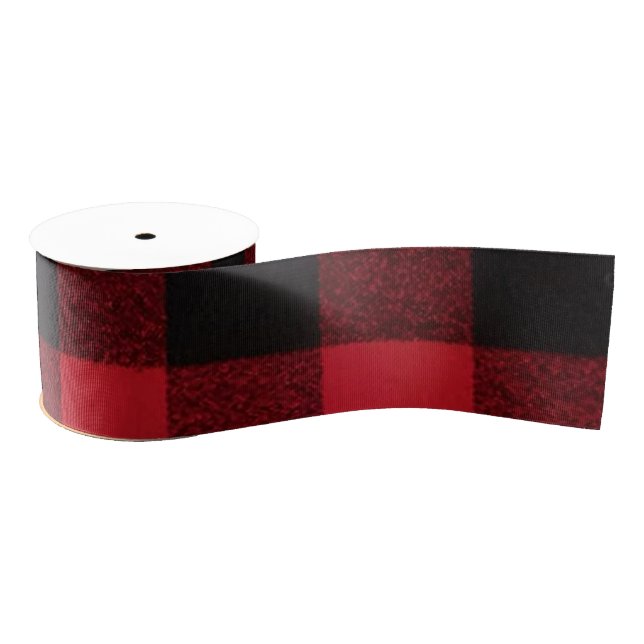 3" Grosgrain Ribbon Rotes Buffalo Karierter Bär Sc Ripsband (Spule)
