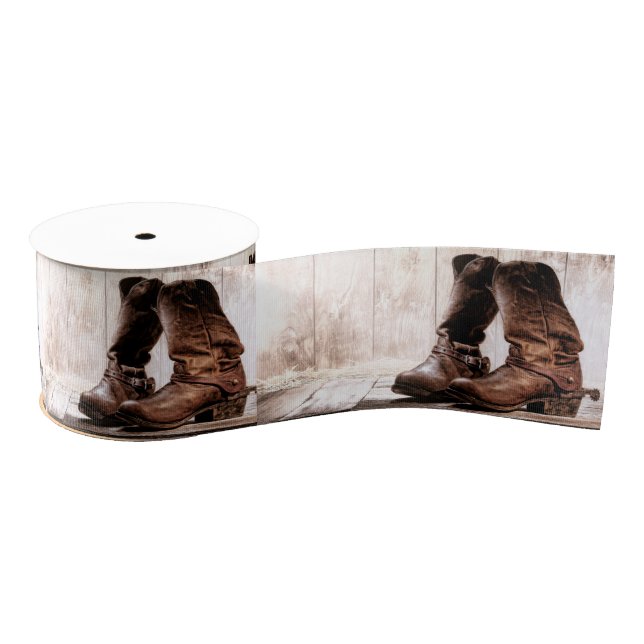 3" Grosgrain Ribbon Stiefel Land rustikaler Wester Ripsband (Spule)