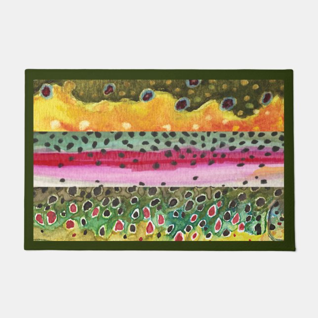 3 Große Forellenfischerei Willkommen Fußmatte (Vorderseite)