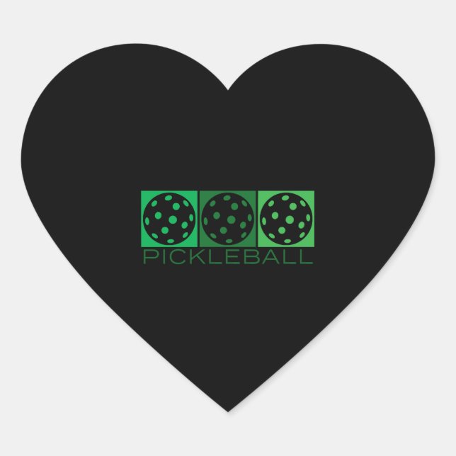 3 Grüne Pickleballs transparent Herz-Aufkleber (Vorderseite)