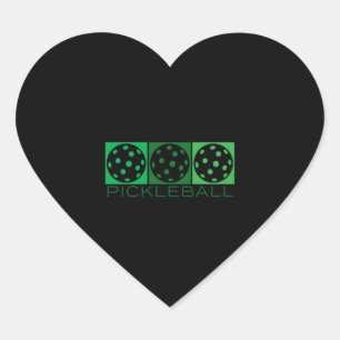 3 Grüne Pickleballs transparent Herz-Aufkleber