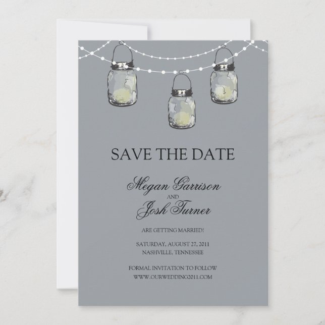 3 Hanging Mason Jars - SAVE THE DATE (Vorderseite)