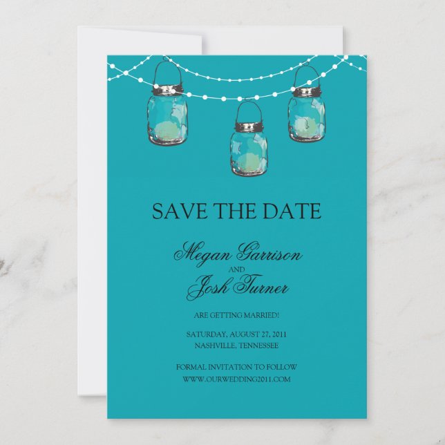 3 Hanging Mason Jars - SAVE THE DATE (Vorderseite)