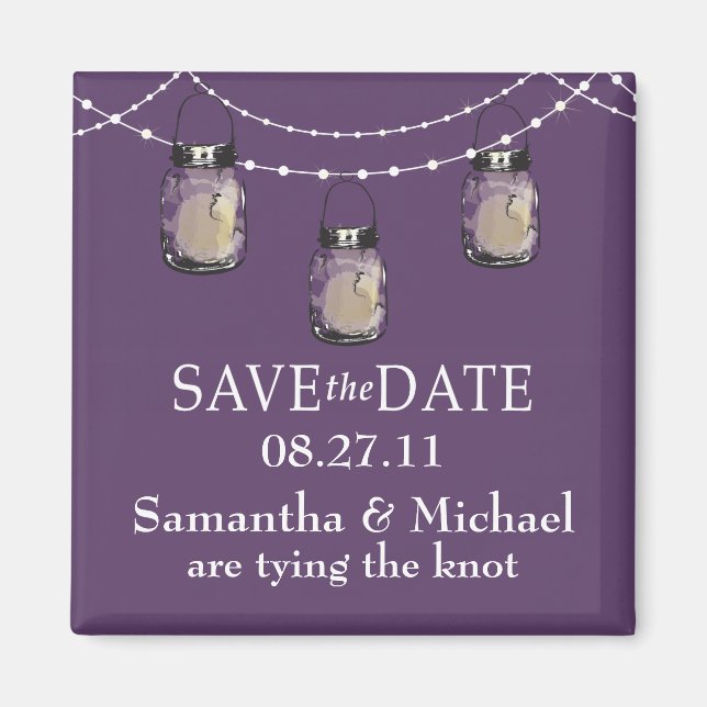3 Hanging Mason Jars - SAVE THE DATE Magnet (Vorne)