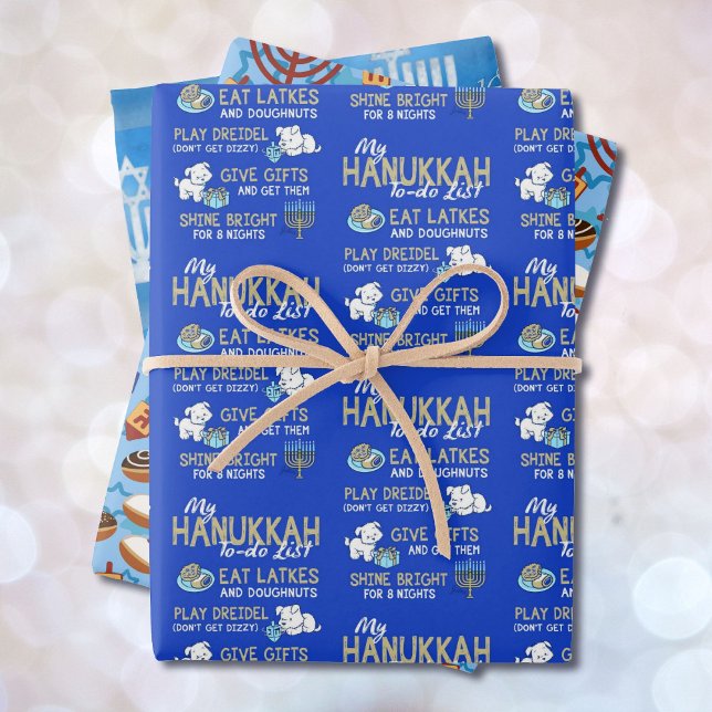 3 Hanukkah Wrapping Paper in Blues Gift Wrap Geschenkpapier Set (Von Creator hochgeladen)