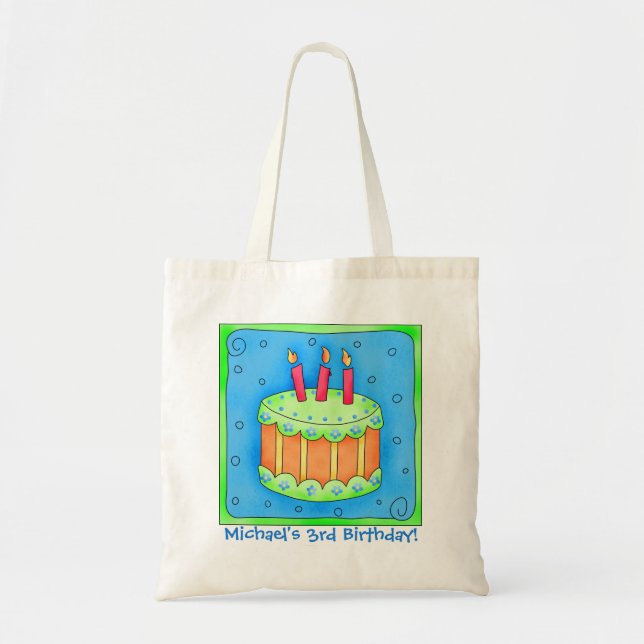 3. Happy Birthday Cake Name Personalisiert Boy Gif Tragetasche (Vorne)