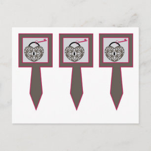 3 Heart Lock Wedding Cup Cake Picks Postkarte