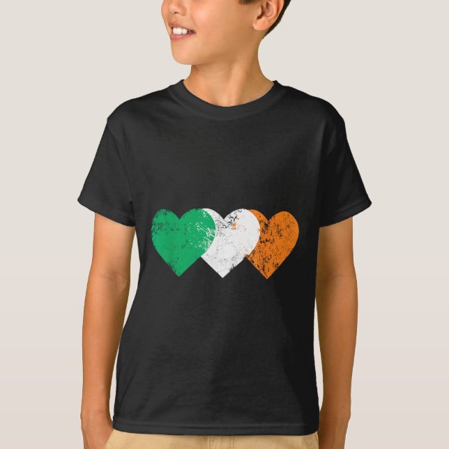 3 Hearts Ireland Flag St. Patricks Day Irish Flags T-Shirt (Vorderseite)