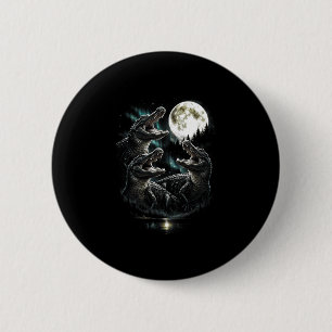 3 heulender Alligator Mond vintage Retro-Stil lust Button