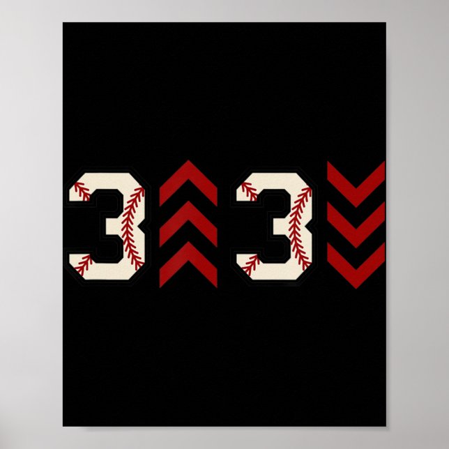 3 hoch 3 runter Drei-oben-unten-Baseball-Softball Poster (Vorne)