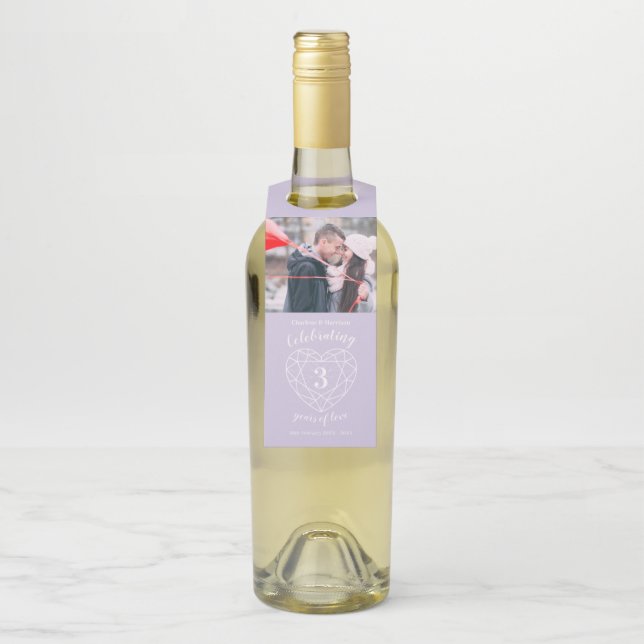 3. Hochzeit Foto-Kristallherz Flaschenanhänger (Auf Flasche)